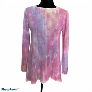 100% cashmere tunic top tie dye pastel color Small